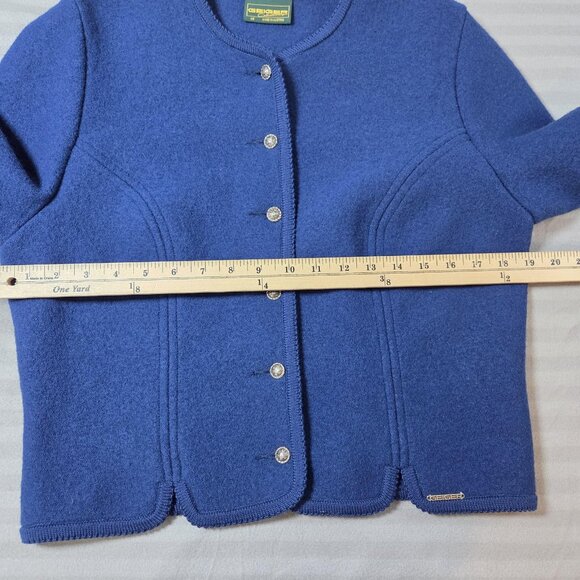 Geiger Wool Jacket Womens 40 Blue Austrian Boiled Wool Cardigan Made Austria - Picture 8 of 11